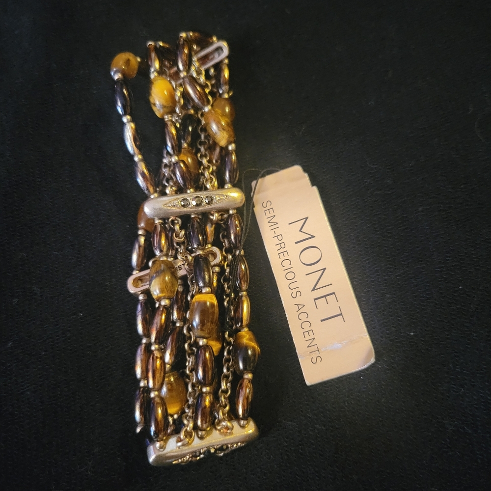 Monet Brown Bracelet with Semiprecious Accents